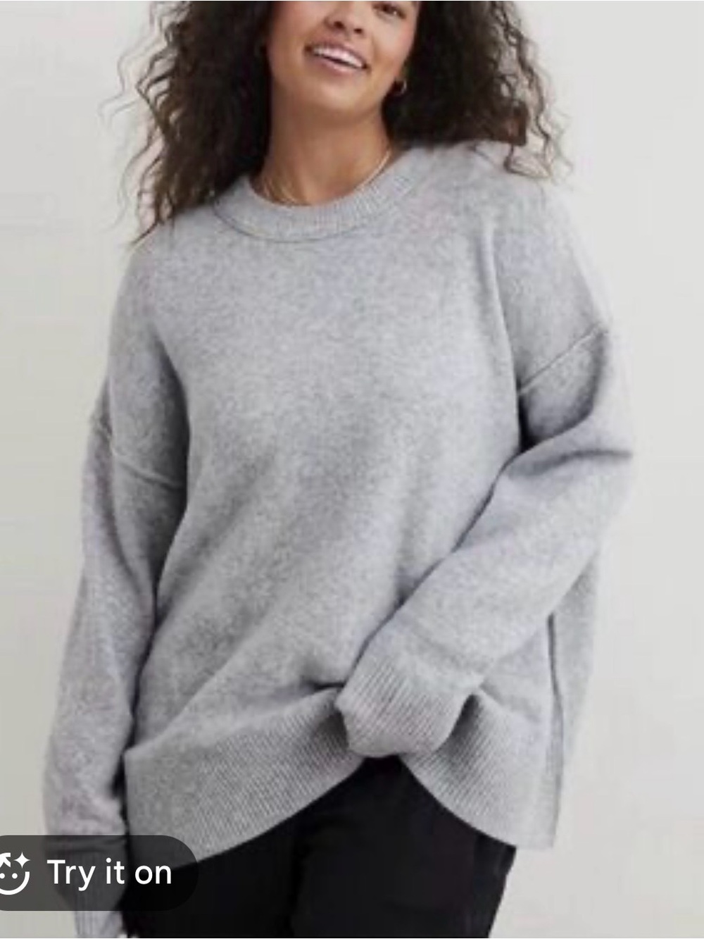 Aerie Oversized Light Gray Crewneck Sweater - Women’s XL